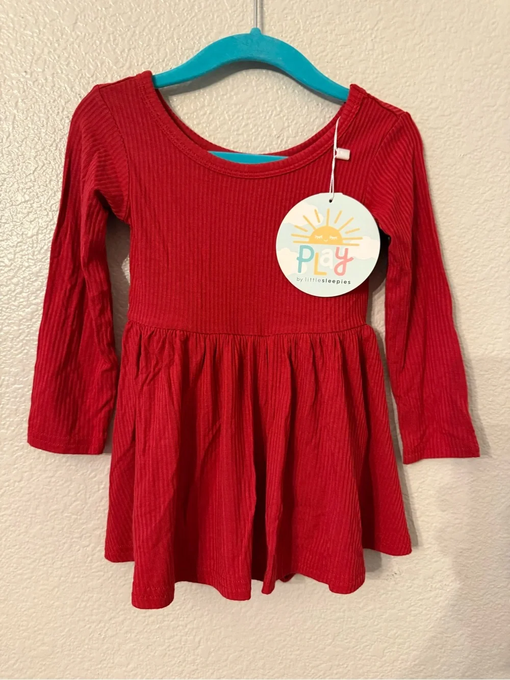 Little Sleepies Red Ribbed Long-Sleeve Swing Dress